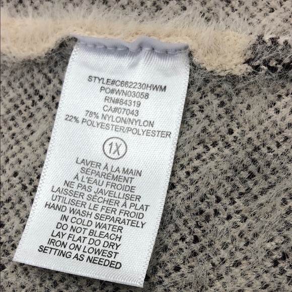 Cyrus Longline Sweater Coat | Cream & Brown Windowpane Plaid | Size 1X - Picture 13 of 13